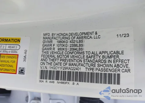 2024 Honda Accord Lx from USA, damaged, VIN 1HGCY1F29RA022401